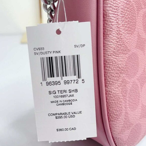 COACH Teri Shoulder Bag In Signature Canvas CV933 Dusty Pink - Picture 4 of 4